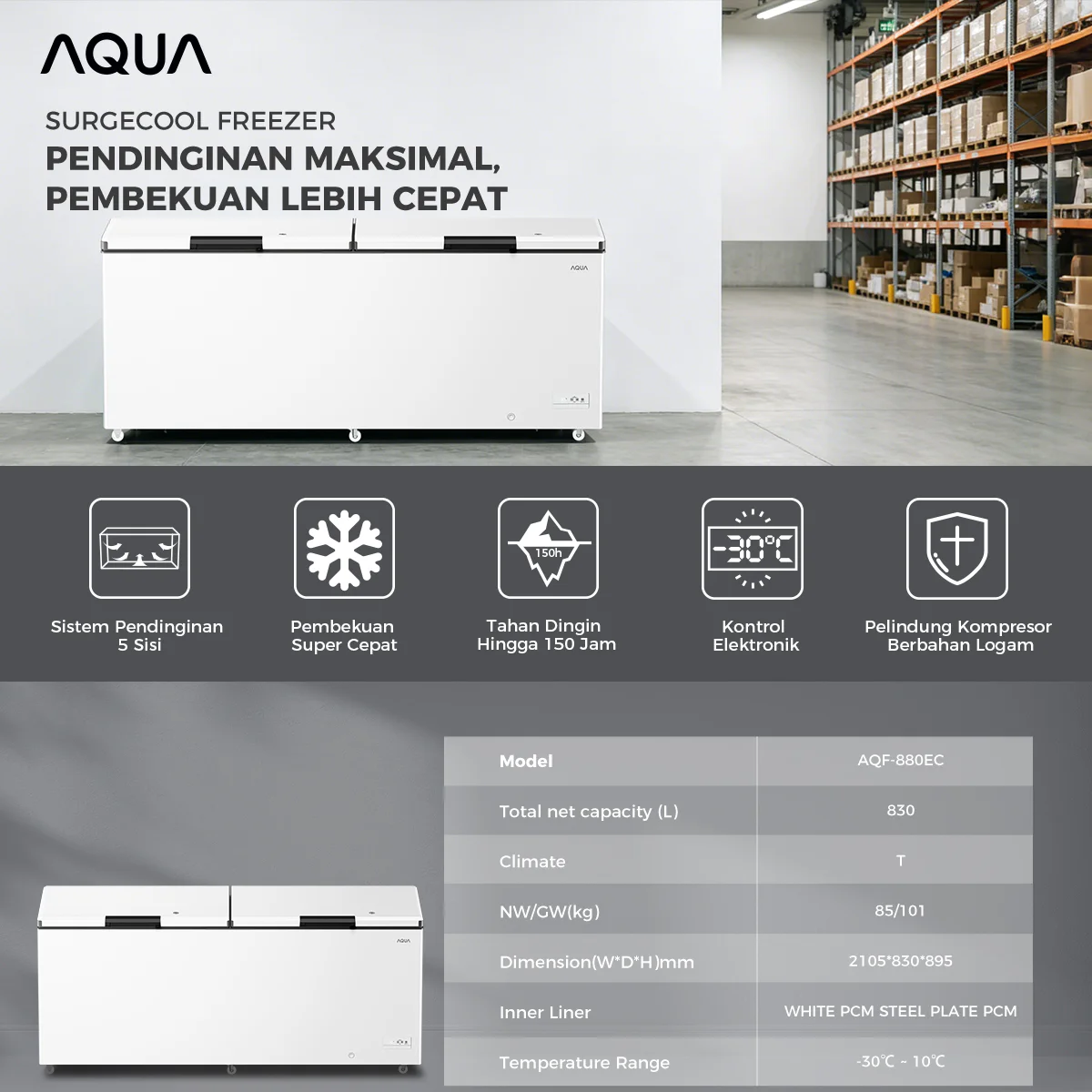 CHEST FREEZER AQUA Elektronik AQF-880EC