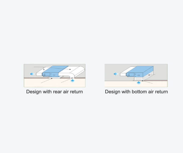 Rear air return or bottom air return