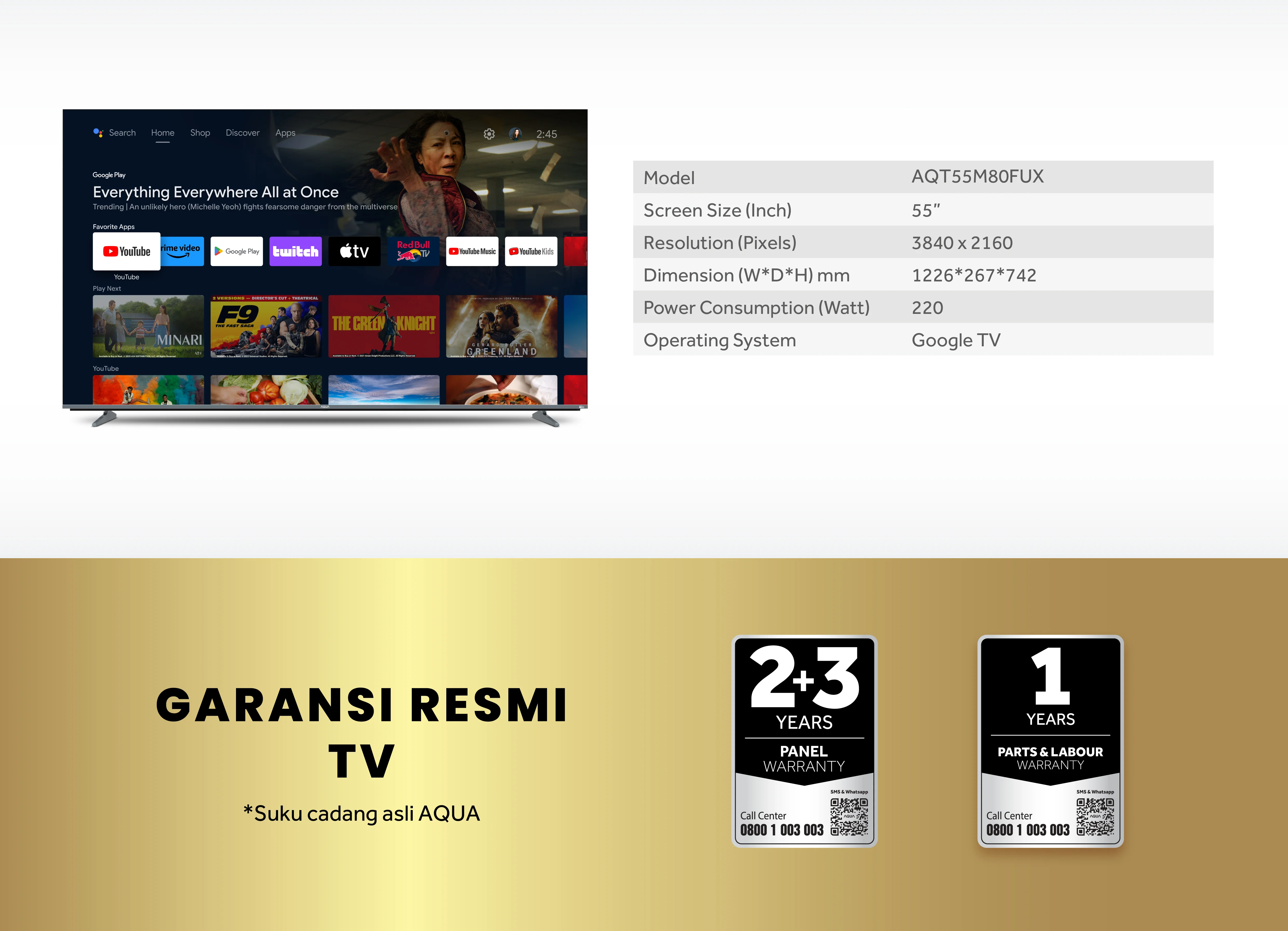 Smart TV AQUA Elektronik AQT55M80FUX
