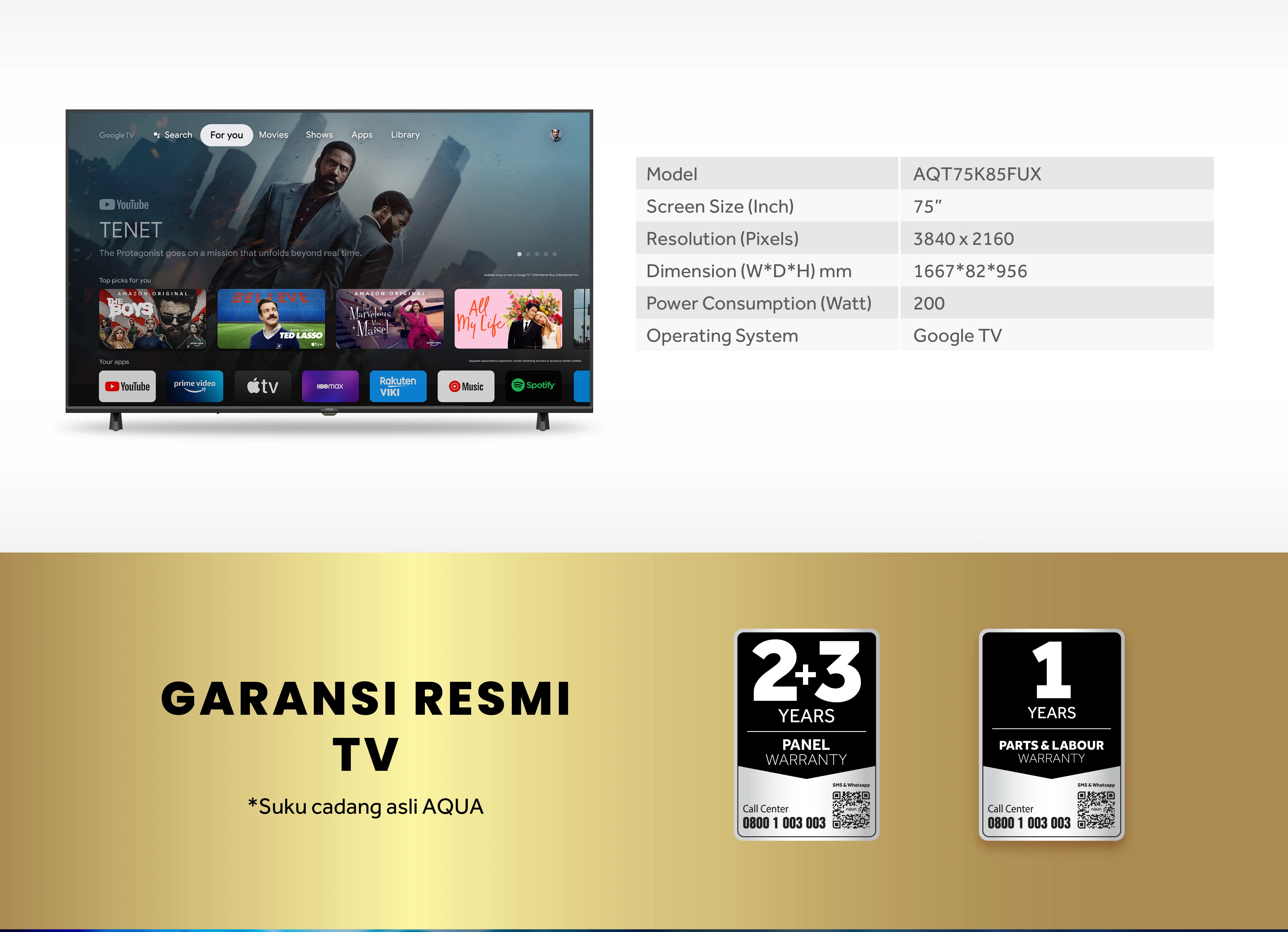 Smart TV AQUA Elektronik AQT75K85KFUX