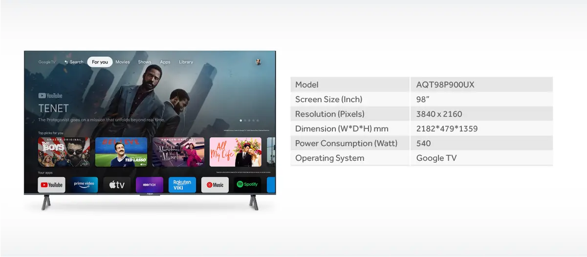 Smart TV AQUA Elektronik AQT98P900UX