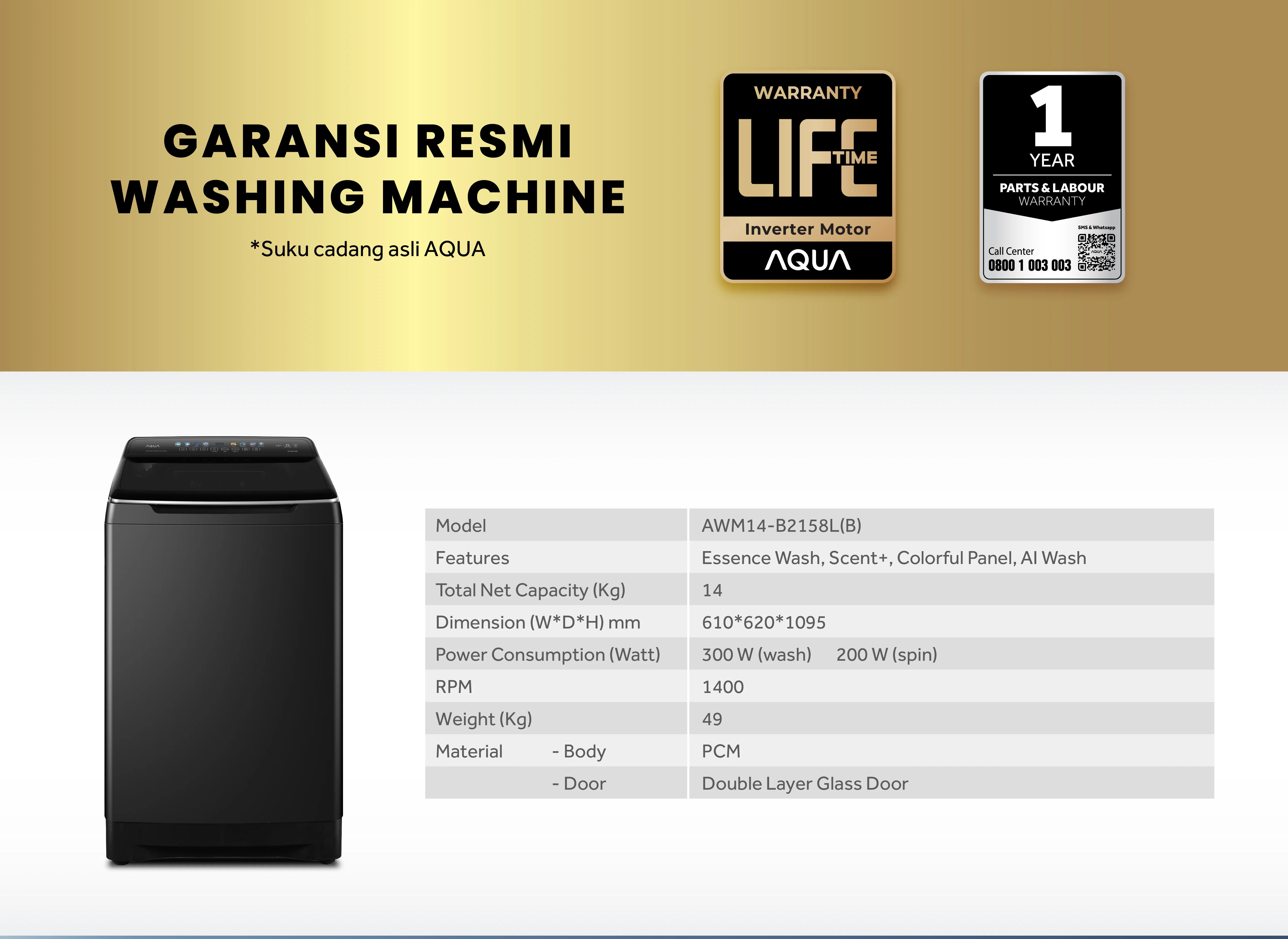 Mesin cuci AWM14-B2158L(B)