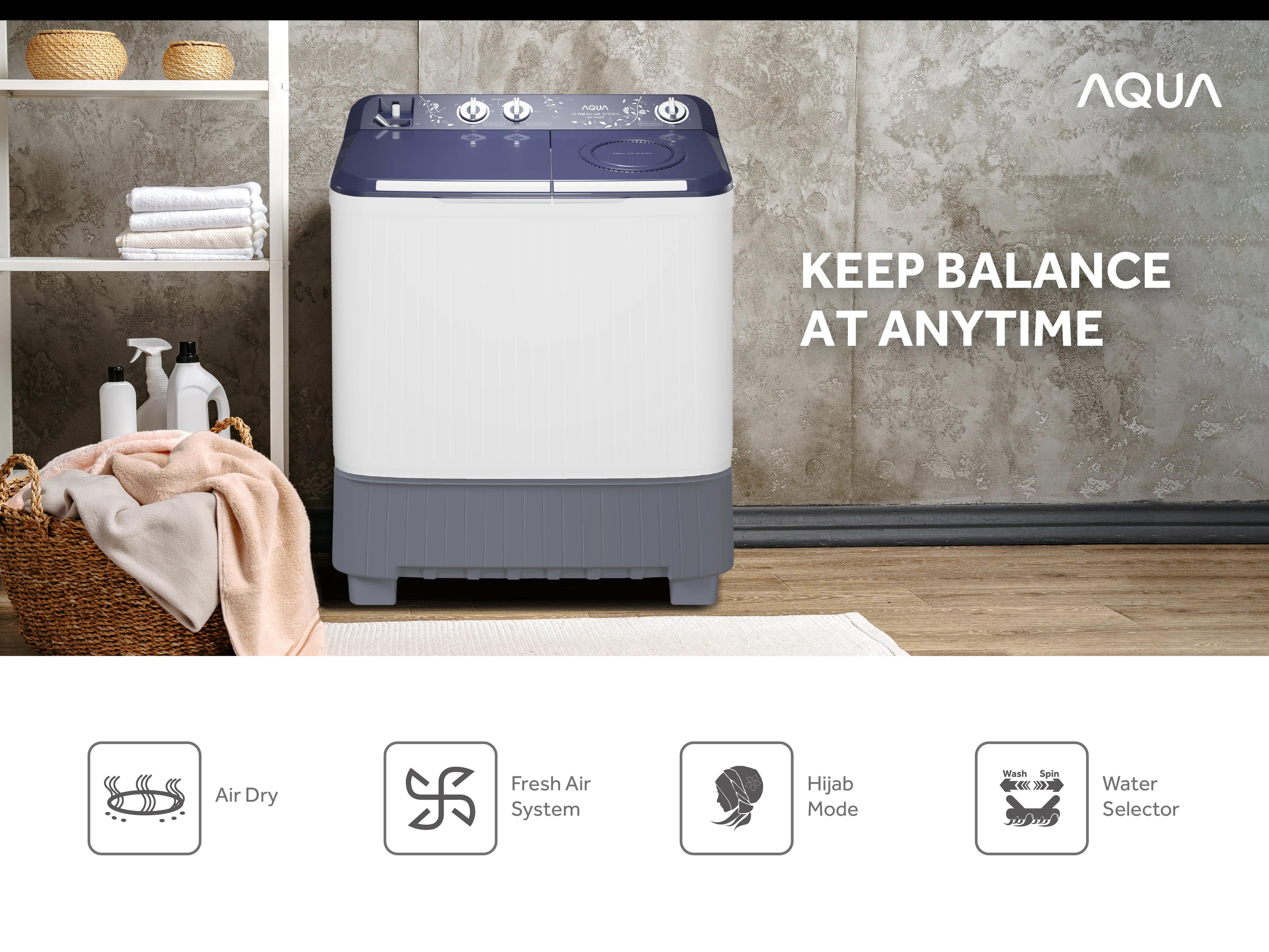 Mesin Cuci AQUA Elektronik QW-1430HT