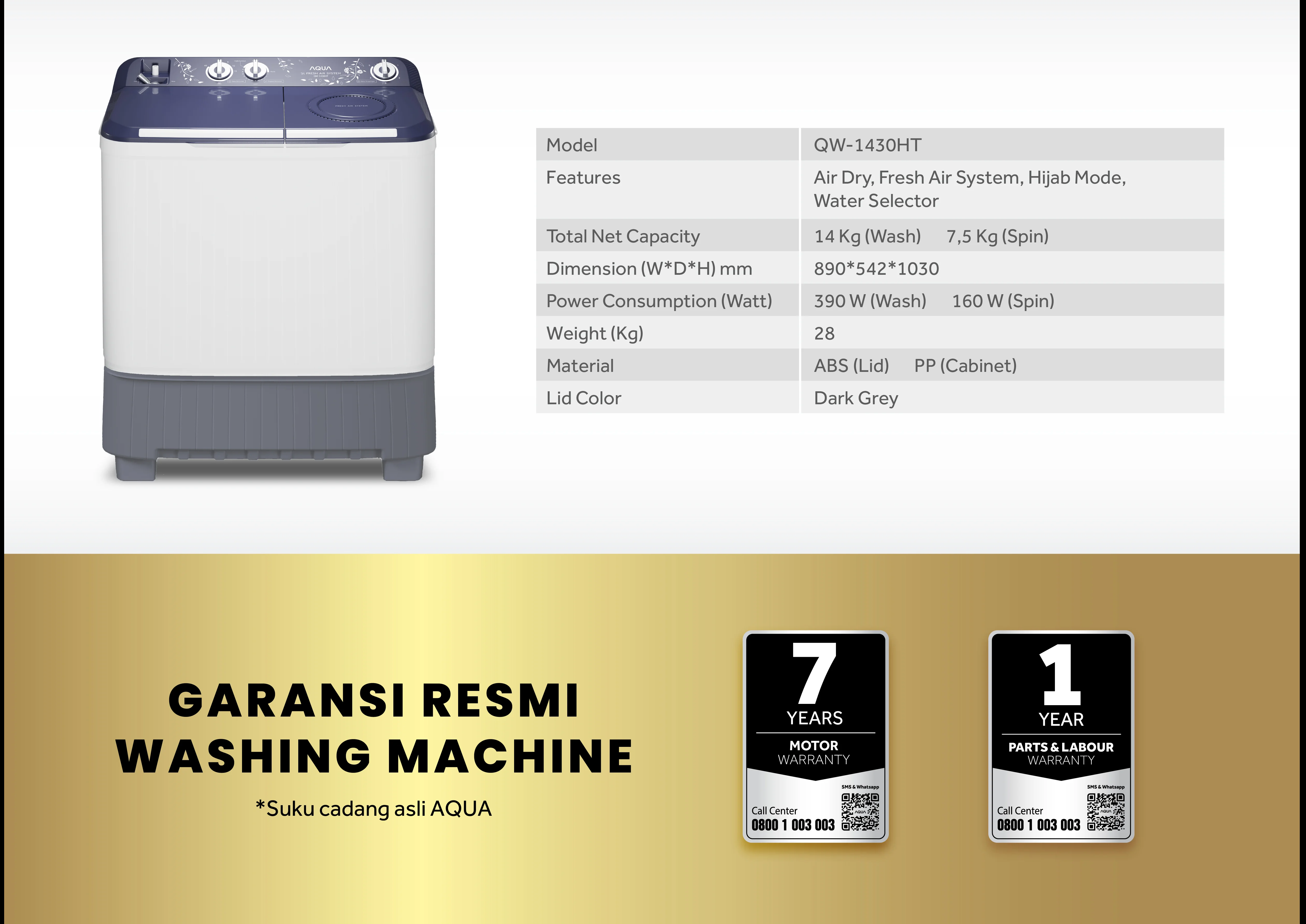 Mesin Cuci AQUA Elektronik QW-1430HT