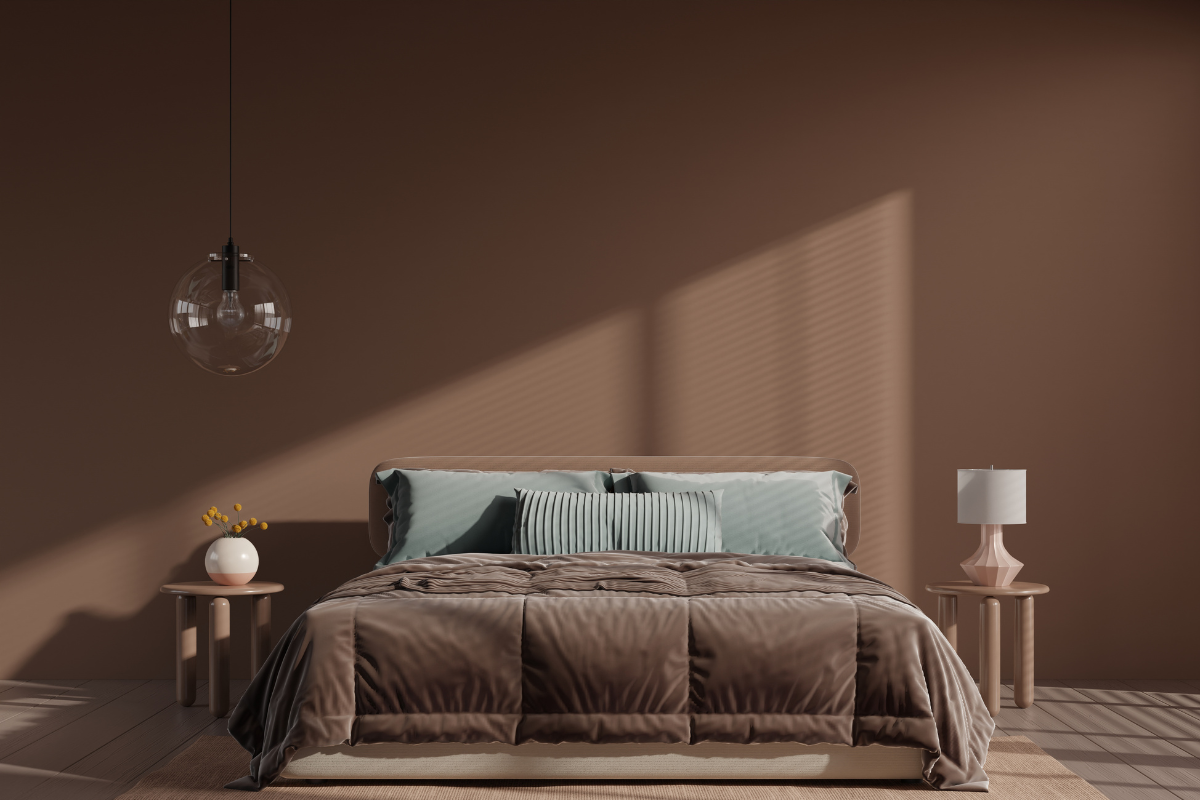 kamar tidur cokelat tua
